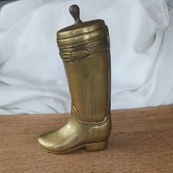 Vintage Brass Riding Boot. Door Stop, Bookend. Equestrian Decor, Ralph Lauren - Picture 1 of 11